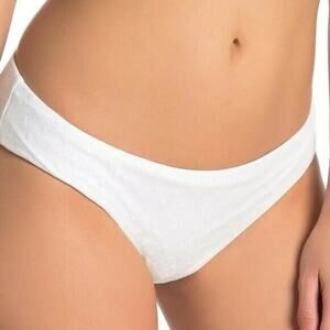 NWOT Becca White Shirred Back Hipster Bikini Bottom
